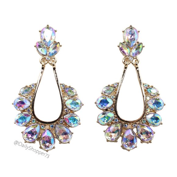 Jewelry - Women's Iridescent Rhinestone Drop Earrings
